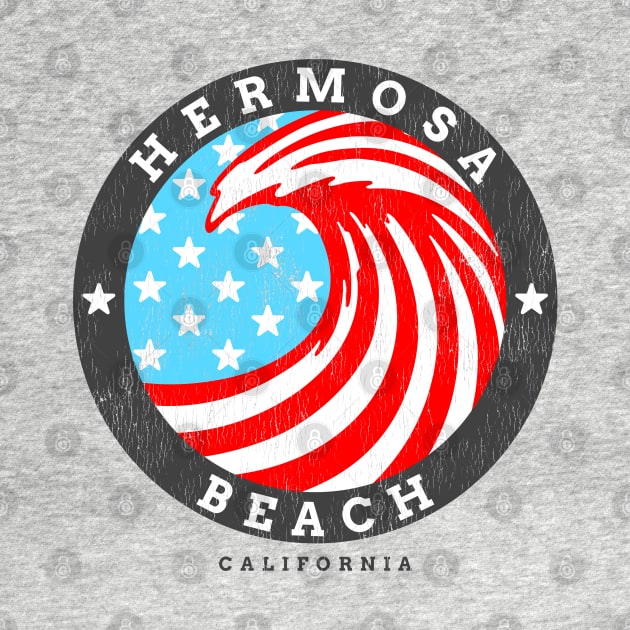 Hermosa Beach, CA Summertime Patriotic 4th Pride Surfing by Contentarama